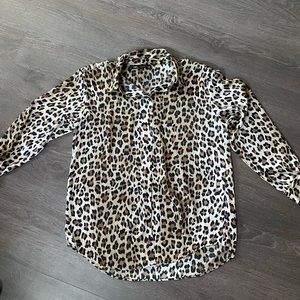 Women’s Zara Satin Leopard Print Button Up Top